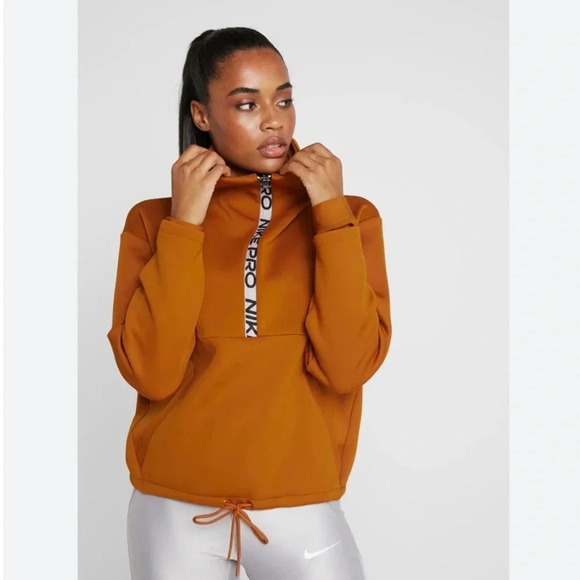 Nike Pro Mockneck Sweatshirt Rust/Brown XXL - Picture 1 of 14